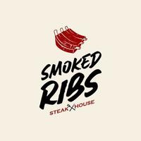 Simple Ribs Barbecue Logo Design Template vector