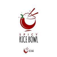 rice bowl logo healthy food design vector