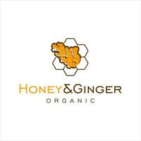 logotipo de miel con diseño de jengibre bebida saludable vector