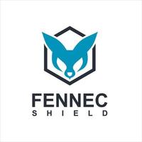 fennec fox logo head vector in hexagon