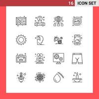 Outline Pack of 16 Universal Symbols of smoking sign globe place server Editable Vector Design Elements