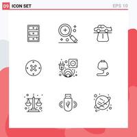 User Interface Pack of 9 Basic Outlines of cancel cross ui close carpet Editable Vector Design Elements