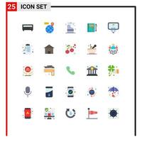 Pictogram Set of 25 Simple Flat Colors of sketch pad cleaning notepad business Editable Vector Design Elements