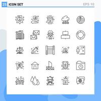 Line Pack of 25 Universal Symbols of plant technology profit storage cloud Editable Vector Design Elements