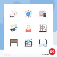 User Interface Pack of 9 Basic Flat Colors of user campaign accounting report calculation Editable Vector Design Elements