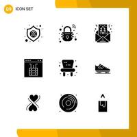 paquete de iconos vectoriales de stock de 9 signos y símbolos de línea para elementos de diseño vectorial editables del navegador de interfaz de tarjeta de página de bebé vector