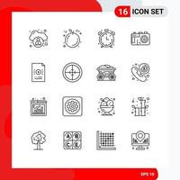 16 Universal Outlines Set for Web and Mobile Applications finance economy education document photo Editable Vector Design Elements