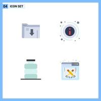 Pack of 4 creative Flat Icons of data breakfast download information drink Editable Vector Design Elements