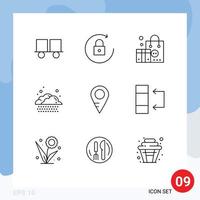 Set of 9 Modern UI Icons Symbols Signs for school map advertising weather cloud Editable Vector Design Elements