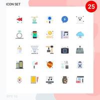 25 User Interface Flat Color Pack of modern Signs and Symbols of copy power business chating chat Editable Vector Design Elements