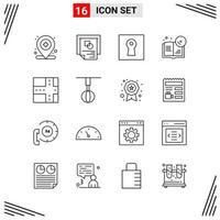 16 iconos estilo de línea basados en cuadrícula símbolos de esquema creativos para el diseño de sitios web signos de icono de línea simple aislados en fondo blanco 16 conjunto de iconos fondo de vector de icono negro creativo