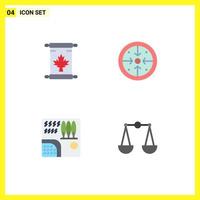 Group of 4 Flat Icons Signs and Symbols for note forest leaf implementation rain Editable Vector Design Elements