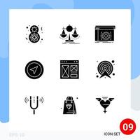 9 Thematic Vector Solid Glyphs and Editable Symbols of pin map strategy location developer Editable Vector Design Elements