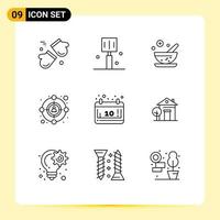Pictogram Set of 9 Simple Outlines of october autumn kitchen target audience Editable Vector Design Elements