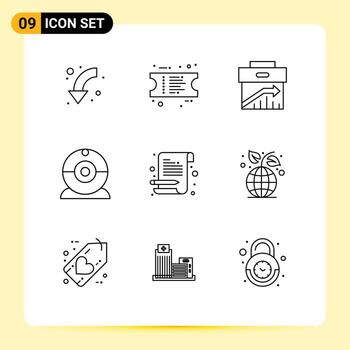 paquete de 9 esquemas creativos de dispositivos portátiles flecha cámara marketing elementos de diseño vectorial editables vector