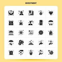 Solid 25 Investment Icon set Vector Glyph Style Design Black Icons Set Web and Mobile Business ideas design Vector Illustration