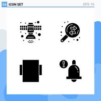 Modern 4 solid style icons Glyph Symbols for general use Creative Solid Icon Sign Isolated on White Background 4 Icons Pack Creative Black Icon vector background