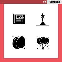 User Interface Pack of 4 Basic Solid Glyphs of design egg sketch award food Editable Vector Design Elements