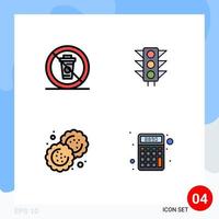 Universal Icon Symbols Group of 4 Modern Filledline Flat Colors of and baking no sign cookie Editable Vector Design Elements