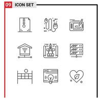 9 Creative Icons Modern Signs and Symbols of signal security electricity pad pencil Editable Vector Design Elements