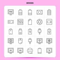 OutLine 25 Devices Icon set Vector Line Style Design Black Icons Set Linear pictogram pack Web and Mobile Business ideas design Vector Illustration