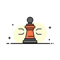 Chess Advantage Business Figures Game Strategy Tactic  Business Flat Line Filled Icon Vector Banner Template