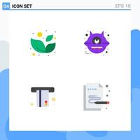 Universal Icon Symbols Group of 4 Modern Flat Icons of leaf credit animal atm paint Editable Vector Design Elements