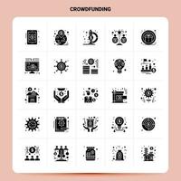 Solid 25 Crowdfunding Icon set Vector Glyph Style Design Black Icons Set Web and Mobile Business ideas design Vector Illustration