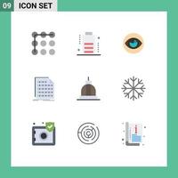 Mobile Interface Flat Color Set of 9 Pictograms of bank document view data code Editable Vector Design Elements