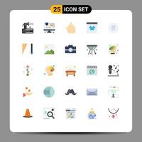 Pictogram Set of 25 Simple Flat Colors of basic document hand shopping online Editable Vector Design Elements