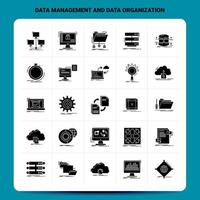 Solid 25 Data Management And Data Organization Icon set Vector Glyph Style Design Black Icons Set Web and Mobile Business ideas design Vector Illustration