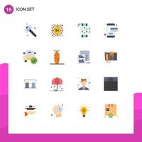 Universal Icon Symbols Group of 16 Modern Flat Colors of done checked hand watch car online Editable Pack of Creative Vector Design Elements