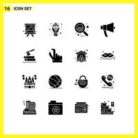 Universal Icon Symbols Group of 16 Modern Solid Glyphs of ax megaphone roses loud ads Editable Vector Design Elements
