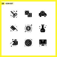 User Interface Pack of 9 Basic Solid Glyphs of lab tube van arrow dollar Editable Vector Design Elements
