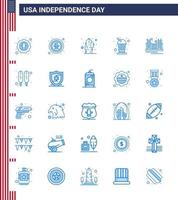 Happy Independence Day USA Pack of 25 Creative Blues of tourism golden desert gate soda Editable USA Day Vector Design Elements