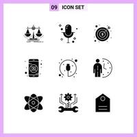 Pack of 9 creative Solid Glyphs of electronic investment record banking finance Editable Vector Design Elements