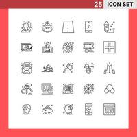 paquete de iconos vectoriales de stock de 25 signos y símbolos de línea para el estudio, chat, ruta móvil turística, elementos de diseño vectorial editables vector