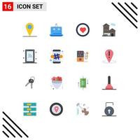 Group of 16 Modern Flat Colors Set for smartphone office interface building bank Editable Pack of Creative Vector Design Elements