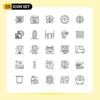 Universal Icon Symbols Group of 25 Modern Lines of user interface button sport arrow things Editable Vector Design Elements