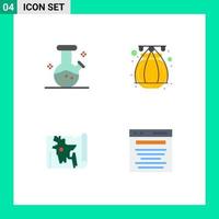 4 iconos planos universales establecidos para aplicaciones web y móviles matraz de demostración bangla india bangladesh negocios elementos de diseño vectorial editables vector