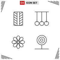 4 Icons Line Style Grid Based Creative Outline Symbols for Website Design Simple Line Icon Signs Isolated on White Background 4 Icon Set Creative Black Icon vector background