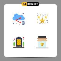 Universal Icon Symbols Group of 4 Modern Flat Icons of cloud house sharing hanging stars breakfast Editable Vector Design Elements