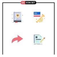 Modern Set of 4 Flat Icons Pictograph of book redo learning laud file Editable Vector Design Elements