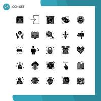 Universal Icon Symbols Group of 25 Modern Solid Glyphs of dinner sms hotel messages communication Editable Vector Design Elements