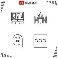 4 Icons Line Style Grid Based Creative Outline Symbols for Website Design Simple Line Icon Signs Isolated on White Background 4 Icon Set vector