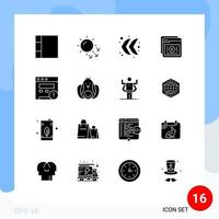 16 Thematic Vector Solid Glyphs and Editable Symbols of website alert left online education Editable Vector Design Elements