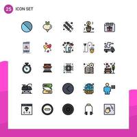 Pictogram Set of 25 Simple Filled line Flat Colors of calendar success bbq pot money Editable Vector Design Elements