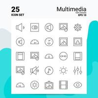 25 Multimedia Icon Set 100 Editable EPS 10 Files Business Logo Concept Ideas Line icon design vector