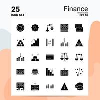 25 Finance Icon Set 100 Editable EPS 10 Files Business Logo Concept Ideas Solid Glyph icon design vector