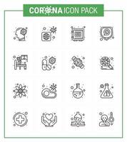 Coronavirus awareness icons 16 Line icon Corona Virus Flu Related such as virus protection infected disease safe viral coronavirus 2019nov disease Vector Design Elements